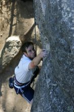 Me top roping Lick the Window (5.10c), shot by Javier Morales from the top of Ack! (5.11b, but using the crack for the start instead) that I top roped up with my camera on my back.  It was another long day of rock climbing at Seismic Wall on Austin's Barton Creek Greenbelt, Sunday, April 5, 2009.

Filename: SRM_20090405_17264981.jpg
Aperture: f/5.0
Shutter Speed: 1/320
Body: Canon EOS-1D Mark II
Lens: Canon EF 80-200mm f/2.8 L