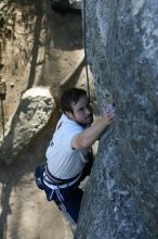 Me top roping Lick the Window (5.10c), shot by Javier Morales from the top of Ack! (5.11b, but using the crack for the start instead) that I top roped up with my camera on my back.  It was another long day of rock climbing at Seismic Wall on Austin's Barton Creek Greenbelt, Sunday, April 5, 2009.

Filename: SRM_20090405_17265086.jpg
Aperture: f/4.5
Shutter Speed: 1/320
Body: Canon EOS-1D Mark II
Lens: Canon EF 80-200mm f/2.8 L