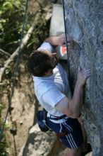 Me top roping Lick the Window (5.10c), shot by Javier Morales from the top of Ack! (5.11b, but using the crack for the start instead) that I top roped up with my camera on my back.  It was another long day of rock climbing at Seismic Wall on Austin's Barton Creek Greenbelt, Sunday, April 5, 2009.

Filename: SRM_20090405_17275912.jpg
Aperture: f/5.0
Shutter Speed: 1/320
Body: Canon EOS-1D Mark II
Lens: Canon EF 80-200mm f/2.8 L