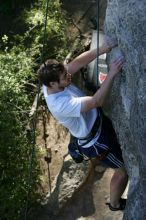 Me top roping Lick the Window (5.10c), shot by Javier Morales from the top of Ack! (5.11b, but using the crack for the start instead) that I top roped up with my camera on my back.  It was another long day of rock climbing at Seismic Wall on Austin's Barton Creek Greenbelt, Sunday, April 5, 2009.

Filename: SRM_20090405_17281221.jpg
Aperture: f/5.6
Shutter Speed: 1/320
Body: Canon EOS-1D Mark II
Lens: Canon EF 80-200mm f/2.8 L