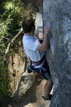 Me top roping Lick the Window (5.10c), shot by Javier Morales from the top of Ack! (5.11b, but using the crack for the start instead) that I top roped up with my camera on my back.  It was another long day of rock climbing at Seismic Wall on Austin's Barton Creek Greenbelt, Sunday, April 5, 2009.

Filename: SRM_20090405_17281422.jpg
Aperture: f/5.0
Shutter Speed: 1/320
Body: Canon EOS-1D Mark II
Lens: Canon EF 80-200mm f/2.8 L