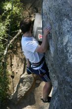 Me top roping Lick the Window (5.10c), shot by Javier Morales from the top of Ack! (5.11b, but using the crack for the start instead) that I top roped up with my camera on my back.  It was another long day of rock climbing at Seismic Wall on Austin's Barton Creek Greenbelt, Sunday, April 5, 2009.

Filename: SRM_20090405_17281523.jpg
Aperture: f/5.0
Shutter Speed: 1/320
Body: Canon EOS-1D Mark II
Lens: Canon EF 80-200mm f/2.8 L