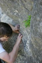 Me top roping Lick the Window (5.10c), shot by Javier Morales from the top of Ack! (5.11b, but using the crack for the start instead) that I top roped up with my camera on my back.  It was another long day of rock climbing at Seismic Wall on Austin's Barton Creek Greenbelt, Sunday, April 5, 2009.

Filename: SRM_20090405_17284234.jpg
Aperture: f/3.5
Shutter Speed: 1/320
Body: Canon EOS-1D Mark II
Lens: Canon EF 80-200mm f/2.8 L