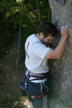 Me top roping Lick the Window (5.10c), shot by Javier Morales from the top of Ack! (5.11b, but using the crack for the start instead) that I top roped up with my camera on my back.  It was another long day of rock climbing at Seismic Wall on Austin's Barton Creek Greenbelt, Sunday, April 5, 2009.

Filename: SRM_20090405_17291659.jpg
Aperture: f/5.6
Shutter Speed: 1/320
Body: Canon EOS-1D Mark II
Lens: Canon EF 80-200mm f/2.8 L