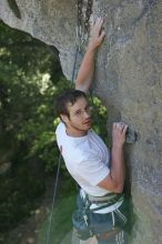 Me top roping Lick the Window (5.10c), shot by Javier Morales from the top of Ack! (5.11b, but using the crack for the start instead) that I top roped up with my camera on my back.  It was another long day of rock climbing at Seismic Wall on Austin's Barton Creek Greenbelt, Sunday, April 5, 2009.

Filename: SRM_20090405_17295171.jpg
Aperture: f/5.0
Shutter Speed: 1/320
Body: Canon EOS-1D Mark II
Lens: Canon EF 80-200mm f/2.8 L