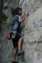 Javier Morales leading up Angel of Poets (5.10a).  It was another long day of rock climbing at Seismic Wall on Austin's Barton Creek Greenbelt, Saturday, April 11, 2009.

Filename: SRM_20090411_12352404.JPG
Aperture: f/4.5
Shutter Speed: 1/250
Body: Canon EOS-1D Mark II
Lens: Canon EF 80-200mm f/2.8 L