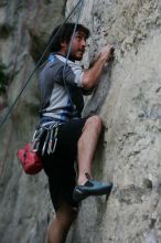 Javier Morales leading up Angel of Poets (5.10a).  It was another long day of rock climbing at Seismic Wall on Austin's Barton Creek Greenbelt, Saturday, April 11, 2009.

Filename: SRM_20090411_12353705.JPG
Aperture: f/4.5
Shutter Speed: 1/250
Body: Canon EOS-1D Mark II
Lens: Canon EF 80-200mm f/2.8 L