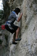 Javier Morales leading up Angel of Poets (5.10a).  It was another long day of rock climbing at Seismic Wall on Austin's Barton Creek Greenbelt, Saturday, April 11, 2009.

Filename: SRM_20090411_12363410.JPG
Aperture: f/5.6
Shutter Speed: 1/250
Body: Canon EOS-1D Mark II
Lens: Canon EF 80-200mm f/2.8 L