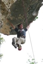 Someone trying to climb Cuttin Cards for a Poke (5.12+).  It was another long day of rock climbing at Seismic Wall on Austin's Barton Creek Greenbelt, Saturday, April 11, 2009.

Filename: SRM_20090411_13194537.JPG
Aperture: f/8.0
Shutter Speed: 1/60
Body: Canon EOS-1D Mark II
Lens: Canon EF 80-200mm f/2.8 L