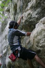 Javier Morales lead climbing Nose Print on the Windshield (5.11c).  It was another long day of rock climbing at Seismic Wall on Austin's Barton Creek Greenbelt, Saturday, April 11, 2009.

Filename: SRM_20090411_13215639.JPG
Aperture: f/2.8
Shutter Speed: 1/250
Body: Canon EOS-1D Mark II
Lens: Canon EF 80-200mm f/2.8 L