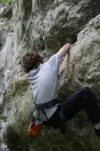 Andrew Dreher top rope climbing Nose Print on the Windshield (5.11c).  It was another long day of rock climbing at Seismic Wall on Austin's Barton Creek Greenbelt, Saturday, April 11, 2009.

Filename: SRM_20090411_14375862.JPG
Aperture: f/2.8
Shutter Speed: 1/500
Body: Canon EOS-1D Mark II
Lens: Canon EF 80-200mm f/2.8 L