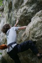 Andrew Dreher top rope climbing Nose Print on the Windshield (5.11c).  It was another long day of rock climbing at Seismic Wall on Austin's Barton Creek Greenbelt, Saturday, April 11, 2009.

Filename: SRM_20090411_14380064.JPG
Aperture: f/2.8
Shutter Speed: 1/500
Body: Canon EOS-1D Mark II
Lens: Canon EF 80-200mm f/2.8 L