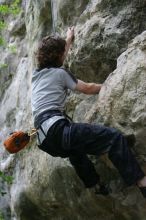 Andrew Dreher top rope climbing Nose Print on the Windshield (5.11c).  It was another long day of rock climbing at Seismic Wall on Austin's Barton Creek Greenbelt, Saturday, April 11, 2009.

Filename: SRM_20090411_14380865.JPG
Aperture: f/2.8
Shutter Speed: 1/400
Body: Canon EOS-1D Mark II
Lens: Canon EF 80-200mm f/2.8 L