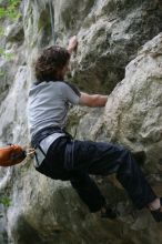 Andrew Dreher top rope climbing Nose Print on the Windshield (5.11c).  It was another long day of rock climbing at Seismic Wall on Austin's Barton Creek Greenbelt, Saturday, April 11, 2009.

Filename: SRM_20090411_14380866.JPG
Aperture: f/2.8
Shutter Speed: 1/400
Body: Canon EOS-1D Mark II
Lens: Canon EF 80-200mm f/2.8 L