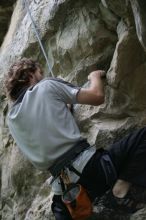 Andrew Dreher top rope climbing Nose Print on the Windshield (5.11c).  It was another long day of rock climbing at Seismic Wall on Austin's Barton Creek Greenbelt, Saturday, April 11, 2009.

Filename: SRM_20090411_14382270.JPG
Aperture: f/2.8
Shutter Speed: 1/500
Body: Canon EOS-1D Mark II
Lens: Canon EF 80-200mm f/2.8 L