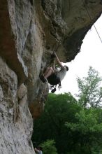 Adam Libson climbing Diving for Rocks (5.10d), shot by Andrew Dreher.  It was another long day of rock climbing at Seismic Wall on Austin's Barton Creek Greenbelt, Saturday, April 11, 2009.

Filename: SRM_20090411_15565534.JPG
Aperture: f/7.1
Shutter Speed: 1/200
Body: Canon EOS-1D Mark II
Lens: Canon EF 16-35mm f/2.8 L