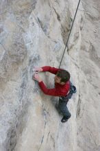 Me top rope climbing Diving for Rocks (5.10d), photographed from  the third bolt of Magster (5.10a) by Andrew Dreher.  It was another long day of rock climbing at Seismic Wall on Austin's Barton Creek Greenbelt, Saturday, April 11, 2009.

Filename: SRM_20090411_17113871.JPG
Aperture: f/5.6
Shutter Speed: 1/320
Body: Canon EOS-1D Mark II
Lens: Canon EF 16-35mm f/2.8 L