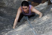 Beth Marek top rope climbing Hollywood (5.7), taken from the anchors of the route.  It was Beth's third time outside, and another long day of rock climbing at Seismic Wall on Austin's Barton Creek Greenbelt, Monday, May 25, 2009.

Filename: SRM_20090525_10384620.JPG
Aperture: f/4.0
Shutter Speed: 1/400
Body: Canon EOS-1D Mark II
Lens: Canon EF 80-200mm f/2.8 L