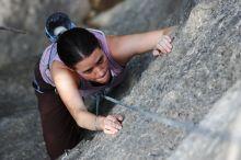 Beth Marek top rope climbing Hollywood (5.7), taken from the anchors of the route.  It was Beth's third time outside, and another long day of rock climbing at Seismic Wall on Austin's Barton Creek Greenbelt, Monday, May 25, 2009.

Filename: SRM_20090525_10392036.JPG
Aperture: f/4.0
Shutter Speed: 1/400
Body: Canon EOS-1D Mark II
Lens: Canon EF 80-200mm f/2.8 L