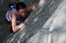 Beth Marek top rope climbing Hollywood (5.7), taken from the anchors of the route.  It was Beth's third time outside, and another long day of rock climbing at Seismic Wall on Austin's Barton Creek Greenbelt, Monday, May 25, 2009.

Filename: SRM_20090525_10392239.JPG
Aperture: f/4.0
Shutter Speed: 1/800
Body: Canon EOS-1D Mark II
Lens: Canon EF 80-200mm f/2.8 L