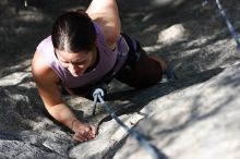 Beth Marek top rope climbing Hollywood (5.7), taken from the anchors of the route.  It was Beth's third time outside, and another long day of rock climbing at Seismic Wall on Austin's Barton Creek Greenbelt, Monday, May 25, 2009.

Filename: SRM_20090525_10402471.JPG
Aperture: f/5.6
Shutter Speed: 1/800
Body: Canon EOS-1D Mark II
Lens: Canon EF 80-200mm f/2.8 L