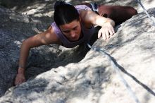 Beth Marek top rope climbing Hollywood (5.7), taken from the anchors of the route.  It was Beth's third time outside, and another long day of rock climbing at Seismic Wall on Austin's Barton Creek Greenbelt, Monday, May 25, 2009.

Filename: SRM_20090525_10413690.JPG
Aperture: f/5.6
Shutter Speed: 1/800
Body: Canon EOS-1D Mark II
Lens: Canon EF 80-200mm f/2.8 L