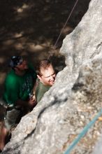 It was another long day of rock climbing at Seismic Wall on Austin's Barton Creek Greenbelt, Monday, May 25, 2009.

Filename: SRM_20090525_10461914.JPG
Aperture: f/5.6
Shutter Speed: 1/1600
Body: Canon EOS-1D Mark II
Lens: Canon EF 80-200mm f/2.8 L