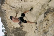 Tyler climbing Lonsome Dove (5.12), the roof above Diving for Rocks.  It was another long day of rock climbing at Seismic Wall on Austin's Barton Creek Greenbelt, Sunday, June 7, 2009.

Filename: SRM_20090607_13391482.jpg
Aperture: f/4.0
Shutter Speed: 1/500
Body: Canon EOS-1D Mark II
Lens: Canon EF 80-200mm f/2.8 L