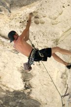 Tyler climbing Lonsome Dove (5.12), the roof above Diving for Rocks.  It was another long day of rock climbing at Seismic Wall on Austin's Barton Creek Greenbelt, Sunday, June 7, 2009.

Filename: SRM_20090607_13421989.jpg
Aperture: f/4.0
Shutter Speed: 1/500
Body: Canon EOS-1D Mark II
Lens: Canon EF 80-200mm f/2.8 L