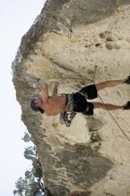 Tyler climbing Lonsome Dove (5.12), the roof above Diving for Rocks.  It was another long day of rock climbing at Seismic Wall on Austin's Barton Creek Greenbelt, Sunday, June 7, 2009.

Filename: SRM_20090607_13443294.jpg
Aperture: f/4.0
Shutter Speed: 1/500
Body: Canon EOS-1D Mark II
Lens: Canon EF 80-200mm f/2.8 L