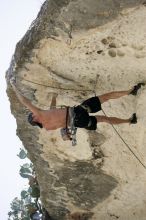 Tyler climbing Lonsome Dove (5.12), the roof above Diving for Rocks.  It was another long day of rock climbing at Seismic Wall on Austin's Barton Creek Greenbelt, Sunday, June 7, 2009.

Filename: SRM_20090607_13443500.jpg
Aperture: f/4.0
Shutter Speed: 1/500
Body: Canon EOS-1D Mark II
Lens: Canon EF 80-200mm f/2.8 L