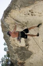 Tyler climbing Lonsome Dove (5.12), the roof above Diving for Rocks.  It was another long day of rock climbing at Seismic Wall on Austin's Barton Creek Greenbelt, Sunday, June 7, 2009.

Filename: SRM_20090607_13444107.jpg
Aperture: f/4.0
Shutter Speed: 1/500
Body: Canon EOS-1D Mark II
Lens: Canon EF 80-200mm f/2.8 L