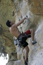 Chris Bottaro on Diving for Rocks (5.10d).  It was another long day of rock climbing at Seismic Wall on Austin's Barton Creek Greenbelt, Sunday, June 090607, 2009.

Filename: SRM_20090607_17432822.jpg
Aperture: f/4.0
Shutter Speed: 1/400
Body: Canon EOS-1D Mark II
Lens: Canon EF 80-200mm f/2.8 L