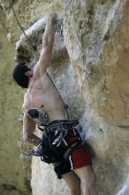 Chris Bottaro on Diving for Rocks (5.10d).  It was another long day of rock climbing at Seismic Wall on Austin's Barton Creek Greenbelt, Sunday, June 090607, 2009.

Filename: SRM_20090607_17433228.jpg
Aperture: f/4.0
Shutter Speed: 1/400
Body: Canon EOS-1D Mark II
Lens: Canon EF 80-200mm f/2.8 L