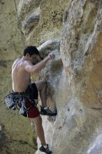 Chris Bottaro on Diving for Rocks (5.10d).  It was another long day of rock climbing at Seismic Wall on Austin's Barton Creek Greenbelt, Sunday, June 090607, 2009.

Filename: SRM_20090607_17434746.jpg
Aperture: f/4.0
Shutter Speed: 1/400
Body: Canon EOS-1D Mark II
Lens: Canon EF 80-200mm f/2.8 L