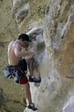 Chris Bottaro on Diving for Rocks (5.10d).  It was another long day of rock climbing at Seismic Wall on Austin's Barton Creek Greenbelt, Sunday, June 090607, 2009.

Filename: SRM_20090607_17434747.jpg
Aperture: f/4.0
Shutter Speed: 1/400
Body: Canon EOS-1D Mark II
Lens: Canon EF 80-200mm f/2.8 L