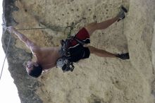 Chris Bottaro on Lonsome Dove (5.12), the roof over Diving for Rocks (5.10d).  It was another long day of rock climbing at Seismic Wall on Austin's Barton Creek Greenbelt, Sunday, June 090607, 2009.

Filename: SRM_20090607_17464961.jpg
Aperture: f/4.0
Shutter Speed: 1/400
Body: Canon EOS-1D Mark II
Lens: Canon EF 80-200mm f/2.8 L