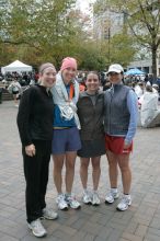 Janet Aardema, Kelly Saalwachter, Beth Marek, and Katie Lannon after running in the Richmond SunTrust Marathon and McDonald's Half Marathon, on Saturday, November 14, 2009.

Filename: SRM_20091114_12371994.JPG
Aperture: f/5.6
Shutter Speed: 1/160
Body: Canon EOS-1D Mark II
Lens: Canon EF 16-35mm f/2.8 L