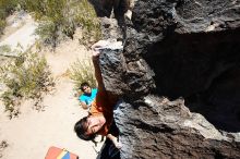 Javier Morales rock climbing in Hueco Tanks State Park and Historic Site during the Hueco Tanks Awesome Fest 2010 trip, Friday, May 21, 2010.

Filename: SRM_20100521_13221665.JPG
Aperture: f/8.0
Shutter Speed: 1/200
Body: Canon EOS-1D Mark II
Lens: Canon EF 16-35mm f/2.8 L