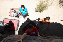 Raanan Robertson rock climbing in Hueco Tanks State Park and Historic Site during the Hueco Tanks Awesome Fest 2010 trip, Friday, May 21, 2010.

Filename: SRM_20100521_13264282.JPG
Aperture: f/5.6
Shutter Speed: 1/640
Body: Canon EOS-1D Mark II
Lens: Canon EF 16-35mm f/2.8 L