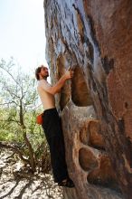 Andrew Dreher rock climbing in Hueco Tanks State Park and Historic Site during the Hueco Tanks Awesome Fest 2010 trip, Friday, May 21, 2010.

Filename: SRM_20100521_16285217.JPG
Aperture: f/4.0
Shutter Speed: 1/320
Body: Canon EOS-1D Mark II
Lens: Canon EF 16-35mm f/2.8 L