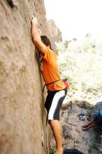 Javier Morales rock climbing in Hueco Tanks State Park and Historic Site during the Hueco Tanks Awesome Fest 2010 trip, Friday, May 21, 2010.

Filename: SRM_20100521_17514648.JPG
Aperture: f/4.0
Shutter Speed: 1/200
Body: Canon EOS-1D Mark II
Lens: Canon EF 16-35mm f/2.8 L