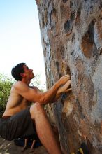 Raanan Robertson rock climbing in Hueco Tanks State Park and Historic Site during the Hueco Tanks Awesome Fest 2010 trip, Friday, May 21, 2010.

Filename: SRM_20100521_19283717.JPG
Aperture: f/5.6
Shutter Speed: 1/250
Body: Canon EOS-1D Mark II
Lens: Canon EF 16-35mm f/2.8 L