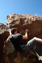 Raanan Robertson rock climbing in Hueco Tanks State Park and Historic Site during the Hueco Tanks Awesome Fest 2010 trip, Saturday, May 22, 2010.

Filename: SRM_20100522_10264777.JPG
Aperture: f/16.0
Shutter Speed: 1/10
Body: Canon EOS-1D Mark II
Lens: Canon EF 16-35mm f/2.8 L