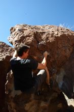 Raanan Robertson rock climbing in Hueco Tanks State Park and Historic Site during the Hueco Tanks Awesome Fest 2010 trip, Saturday, May 22, 2010.

Filename: SRM_20100522_10264878.JPG
Aperture: f/16.0
Shutter Speed: 1/10
Body: Canon EOS-1D Mark II
Lens: Canon EF 16-35mm f/2.8 L