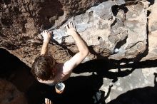 Andrew Dreher rock climbing in Hueco Tanks State Park and Historic Site during the Hueco Tanks Awesome Fest 2010 trip, Saturday, May 22, 2010.

Filename: SRM_20100522_10343787.JPG
Aperture: f/5.6
Shutter Speed: 1/400
Body: Canon EOS-1D Mark II
Lens: Canon EF 16-35mm f/2.8 L