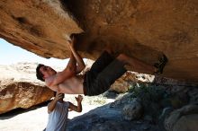 Raanan Robertson rock climbing in Hueco Tanks State Park and Historic Site during the Hueco Tanks Awesome Fest 2010 trip, Saturday, May 22, 2010.

Filename: SRM_20100522_12021757.JPG
Aperture: f/5.6
Shutter Speed: 1/200
Body: Canon EOS-1D Mark II
Lens: Canon EF 16-35mm f/2.8 L