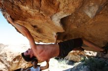 Raanan Robertson rock climbing in Hueco Tanks State Park and Historic Site during the Hueco Tanks Awesome Fest 2010 trip, Saturday, May 22, 2010.

Filename: SRM_20100522_12022059.JPG
Aperture: f/5.6
Shutter Speed: 1/160
Body: Canon EOS-1D Mark II
Lens: Canon EF 16-35mm f/2.8 L