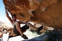 Raanan Robertson rock climbing in Hueco Tanks State Park and Historic Site during the Hueco Tanks Awesome Fest 2010 trip, Saturday, May 22, 2010.

Filename: SRM_20100522_12022461.JPG
Aperture: f/5.6
Shutter Speed: 1/200
Body: Canon EOS-1D Mark II
Lens: Canon EF 16-35mm f/2.8 L