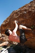 Raanan Robertson rock climbing in Hueco Tanks State Park and Historic Site during the Hueco Tanks Awesome Fest 2010 trip, Saturday, May 22, 2010.

Filename: SRM_20100522_12023568.JPG
Aperture: f/5.6
Shutter Speed: 1/250
Body: Canon EOS-1D Mark II
Lens: Canon EF 16-35mm f/2.8 L